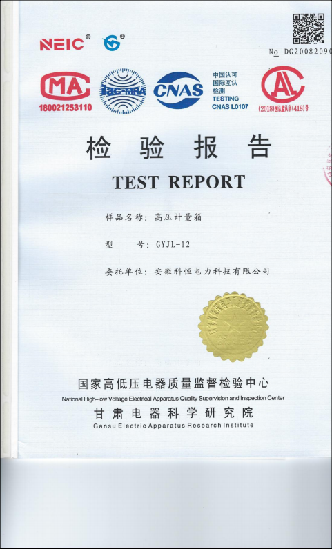高壓計量箱檢驗報告